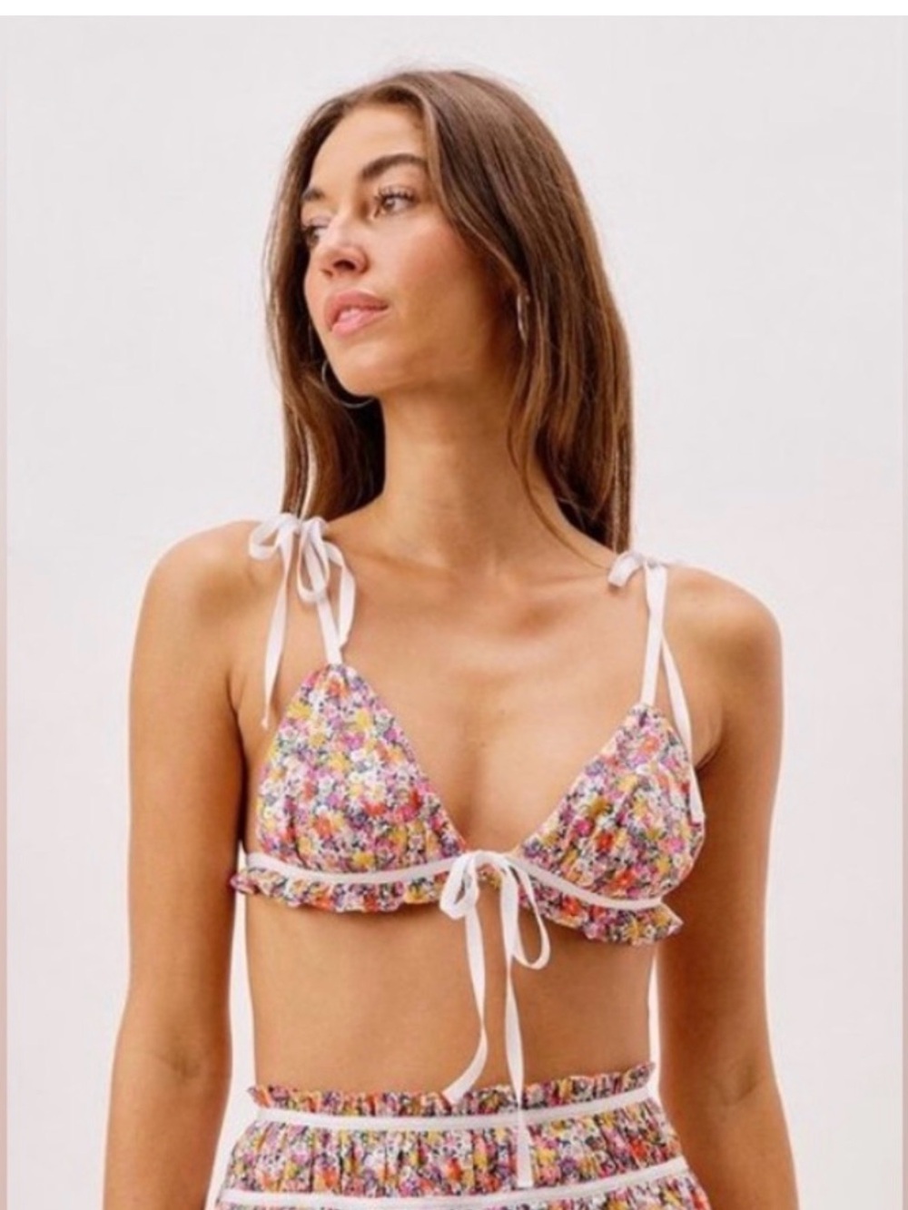 NWT For Love and Lemons $115 Floral Print Bralette crop Top Size XL